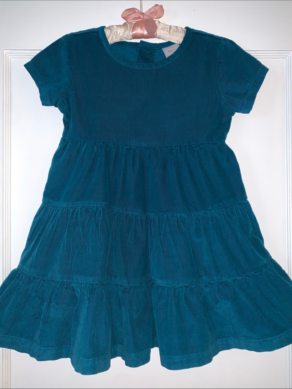Hanna Andersson 90 Teal Corduroy Dress 3 EUC